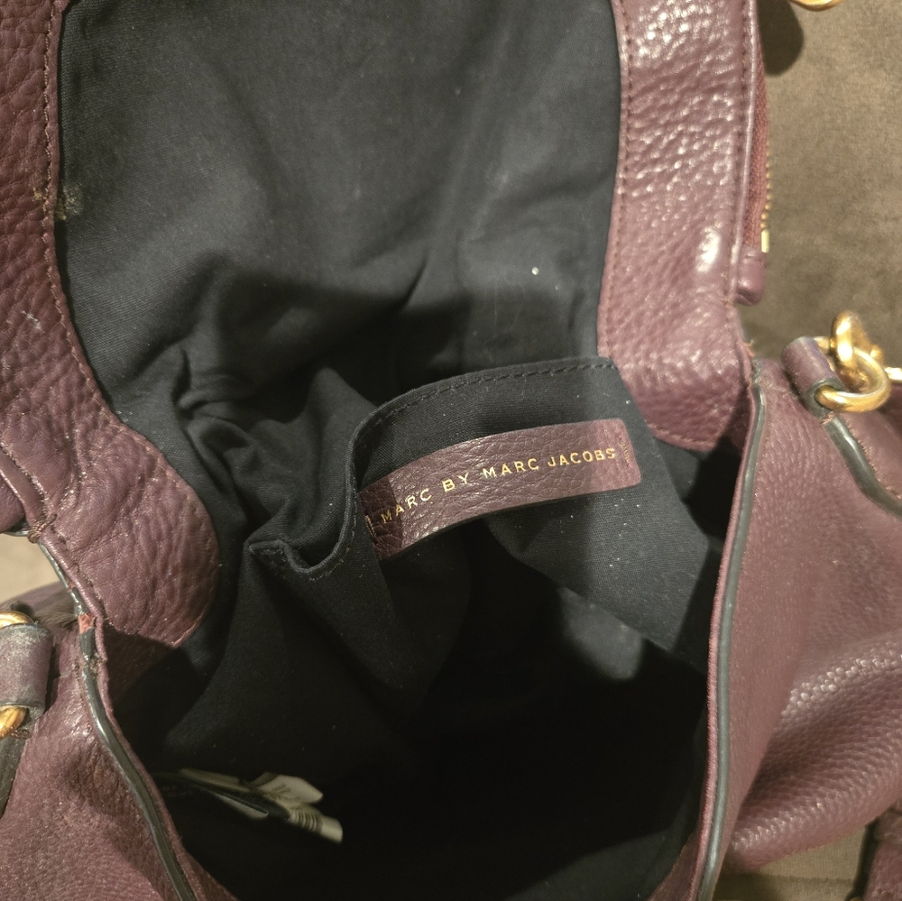 Marc by Marc Jacobs Plum Pebbled Leather Crossbody with Gold Hardware - Picture 5 of 7